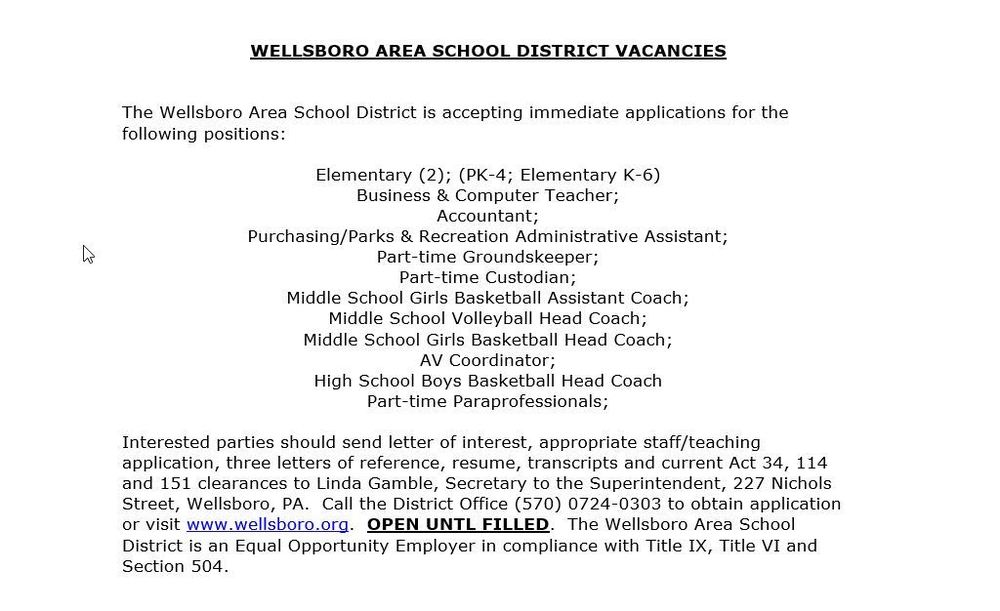 Current Vacancies