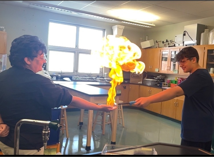 Mrs. Huck took part in chemistry class today. 