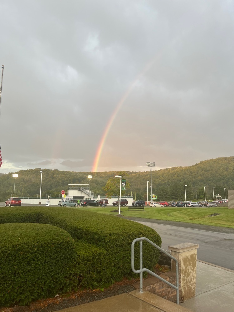 A rainbow over the stadium after a fall rain shower